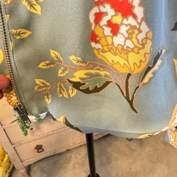 DG2 Donna Gilman S Zip Blouse Multicolor Gray Floral Long Sleeve Mock Neck Lined - Picture 5 of 13